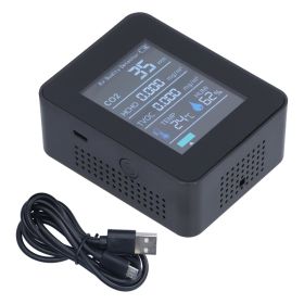 Air Quality Monitor Real Time Smart Colorful Display Clear Alarm System Portable Formaldehyde Detector For Office HomeBlack (Option: default)