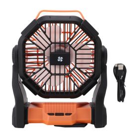 Outdoor Camping Fan Professional Efficient USB Rechargeable Tent Fan Camping Fan With LED Lantern For Camping Outdoor Orange (Option: default)