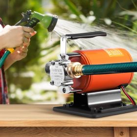 Water Transfer Pump, 12V DC 360 GPH 1/10HP, Portable Electric Utility Pump With 6 Ft Suction Hose Kit, Impeller, Suction Strainer, For Garden, Ra (Option: Orange)