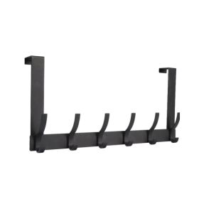 Door Hooks, Door Towel Rack, With 12 Hooks For Hanging Clothes, Coats, Towels, And Hats, 1 Piece, Black. (Option: Black)